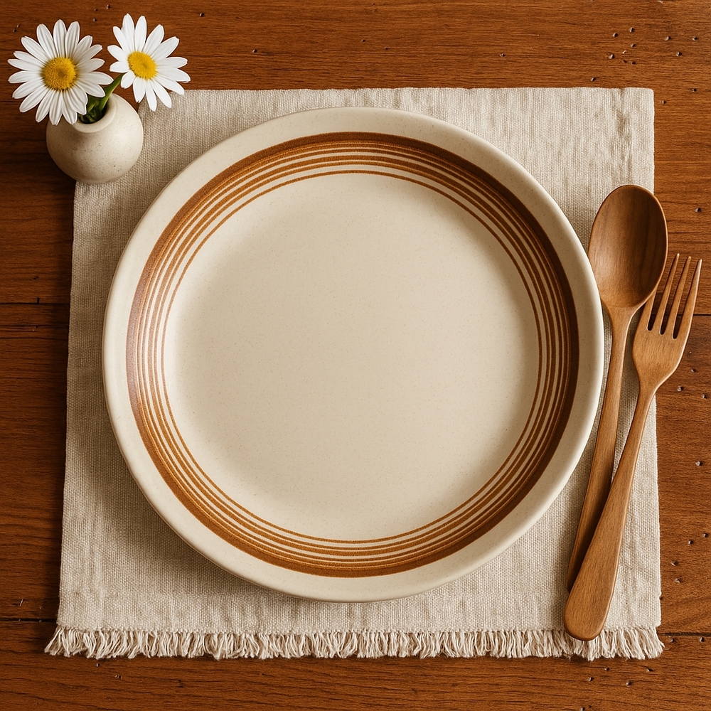 Vintage Mount Clemens Pottery Dinner Plate – Brown Stripe USA – Cottagecore